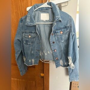 NWOT! Trendy Blue Distressed Denim Jacket